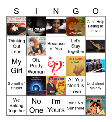 Love Songs Bingo Card