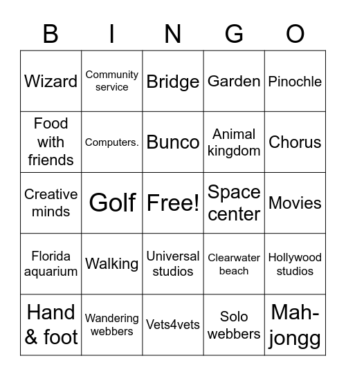 Loving Life Bingo Card