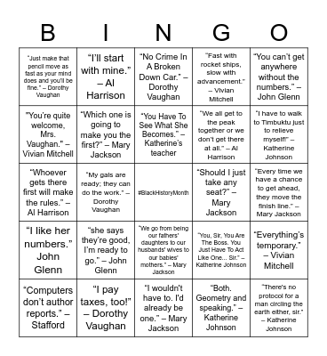 Hidden Figures Bingo Card