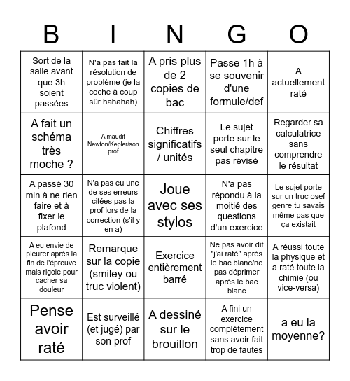 La souffrance Bingo Card