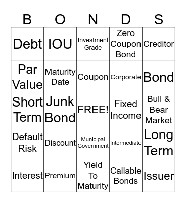 BOND BINGO Card
