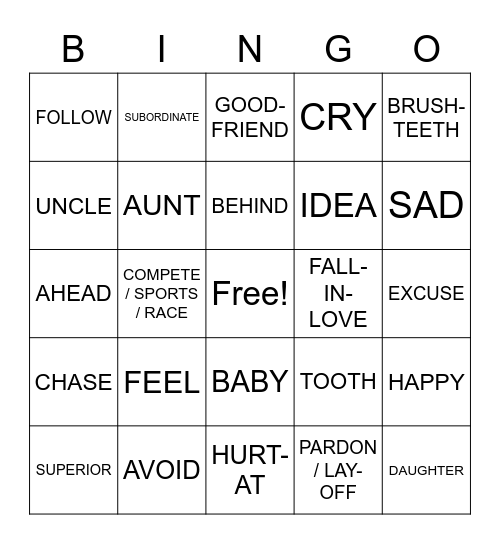 Chapter 4 Vocab Bingo Card