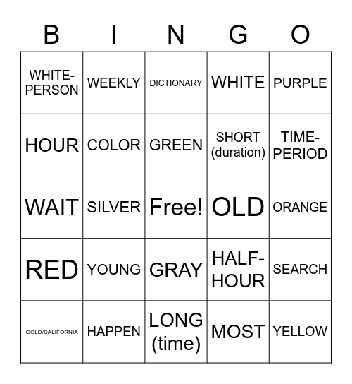 Chapter 6 Vocab Bingo Card