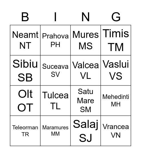 Bingo judete vazute in trafic in bucuresti 2 Bingo Card