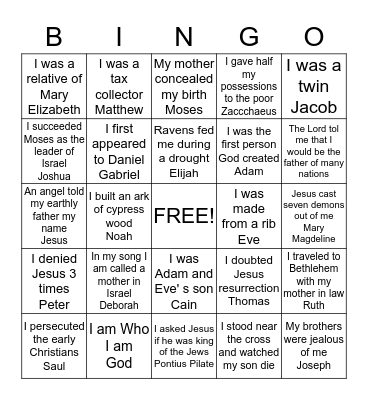 Who AM I Bingo Card