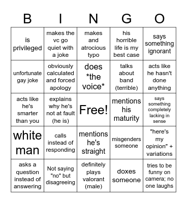 social manipulator Bingo Card