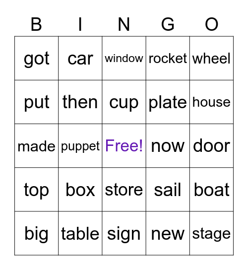 Box! Bingo Card