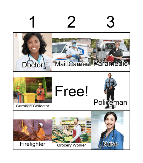 Community Helpers Bingo Card