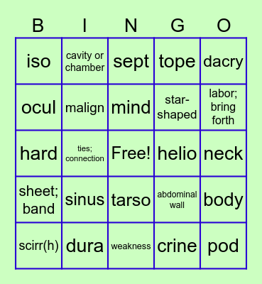 L7 terms Bingo Card