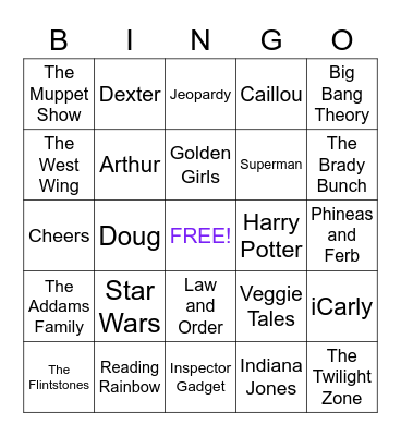 Theme Song Singo Bingo Card