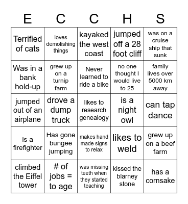 ECCHS MH Bingo Card