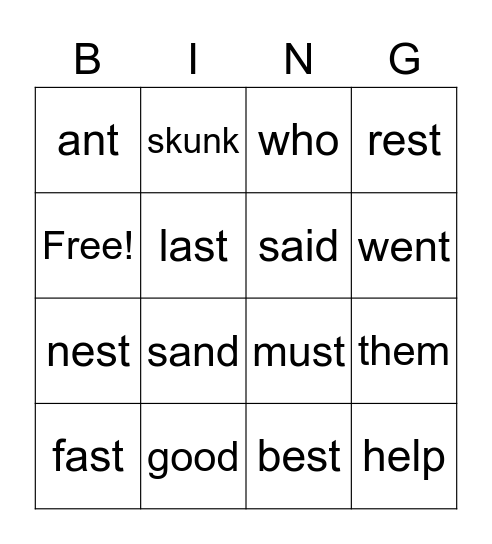9 a Bingo Card