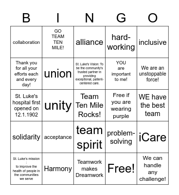 Teamwork is Dreamwork-GO TEAM!! Bingo Card