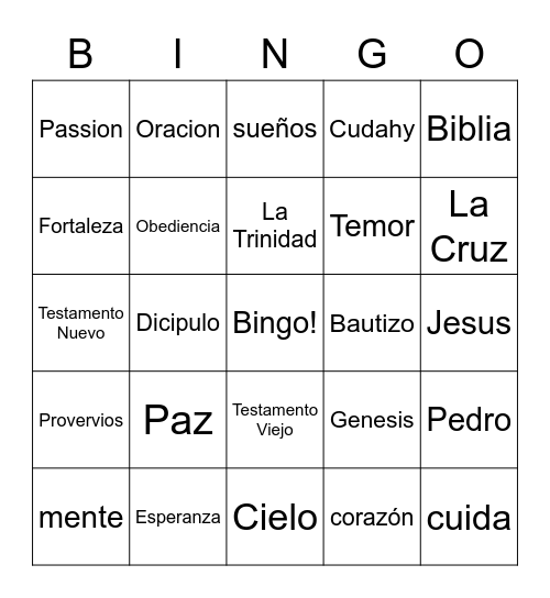 Iglesia Primitiva Bingo Card