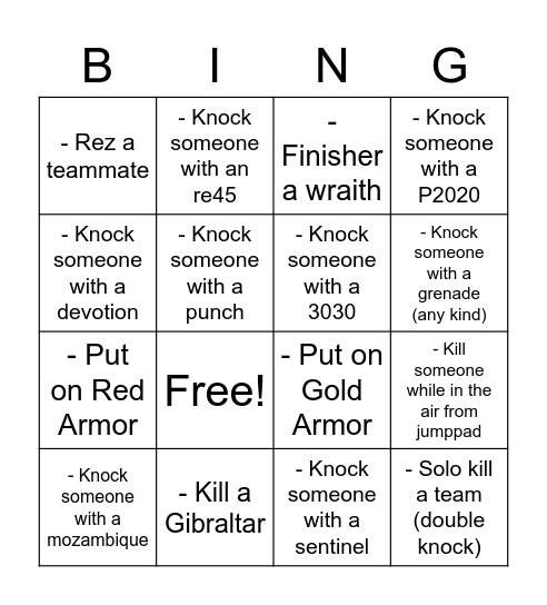 APEX BINGO Card