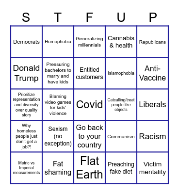 Bingo: STFUP Edition! Bingo Card