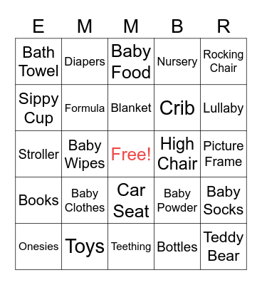 BABY EMMBR Bingo Card