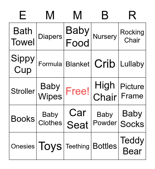 BABY EMMBR Bingo Card