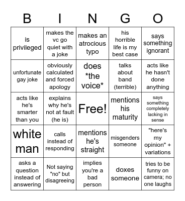 social manipulator Bingo Card