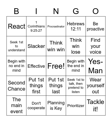 7 HABITS OF HIGHLY EFFECTIVE TEENS Bingo Card