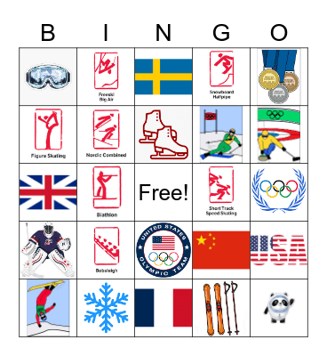 Adoption Services Winter Olympics Bingo Card
