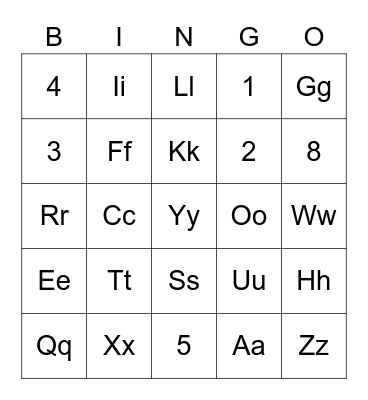 ASL Letters + Numbers Bingo Card