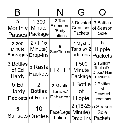 FABUTAN Bingo Card