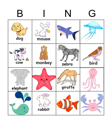 Animals 3 Bingo Card