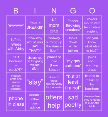 Venus Bingo Card