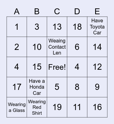 Test Bingo41 Bingo Card