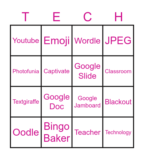 Tech Bingo Card