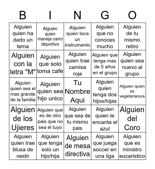 Fuente de Vida "Conocete" Bingo Card