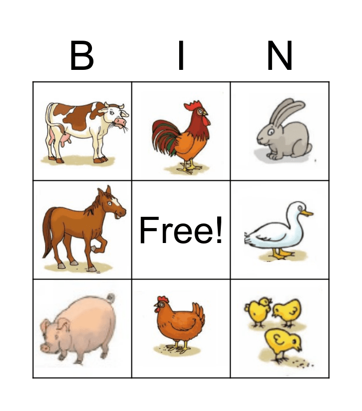 Tiere Bingo Card