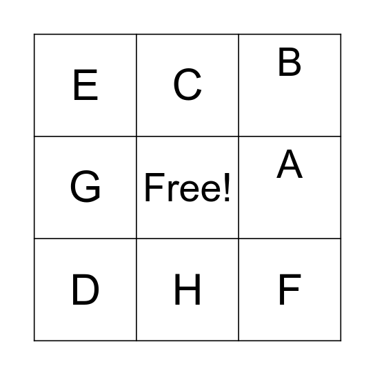 2D Geometry Bingo Card