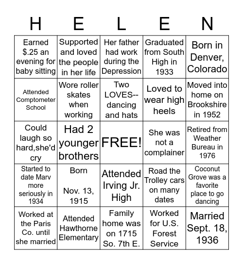 Helen Ruth Davidson Seddon Bingo Card