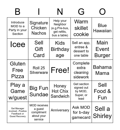 Take 5 Bingo Card