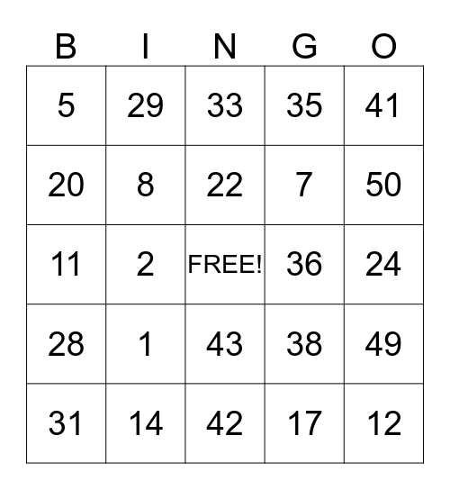 SUMMER BINGO FUN Bingo Card