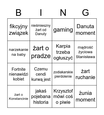 Piotr gryf bingo Card