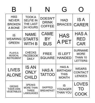 Find someone who... Bingo Card