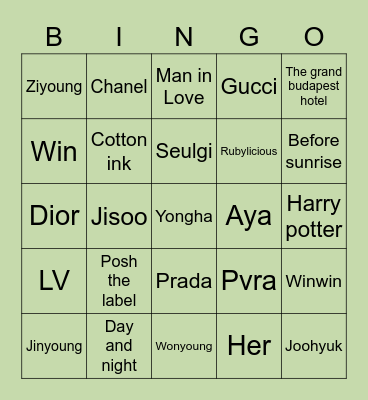 Seulgi Bingo Card