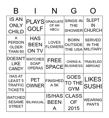 WILDER FAMILY REUNION Bingo Card