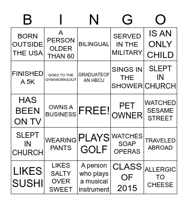 WILDER FAMILY REUNION Bingo Card