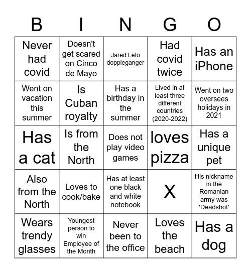 Ice-Ice Breaker! Bingo Card