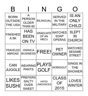 WILDER FAMILY REUNION Bingo Card
