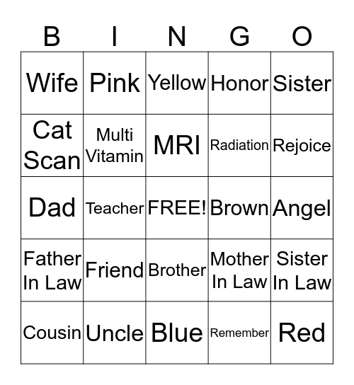 Angels In Heaven Bingo Card