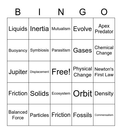 Review Bingo Card