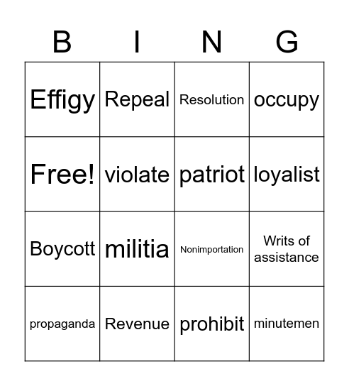SS7 Ch 5 Bingo Card