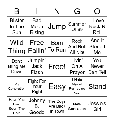 Road Trip Favorites Tavern Bingo Card