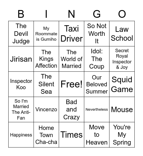 Drakor w/ Radio_RPW Bingo Card