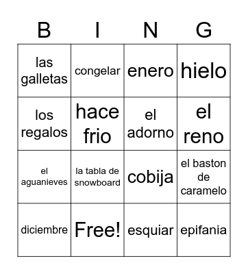 Enero - Palabras del Dia Bingo Card